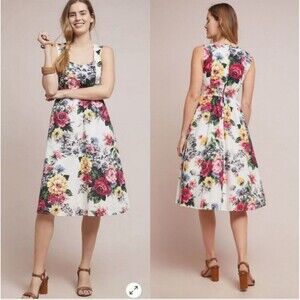 Anthropologie Amelia Floral Romantic Cotton Cute Party Date Dress Size 6 Nwt